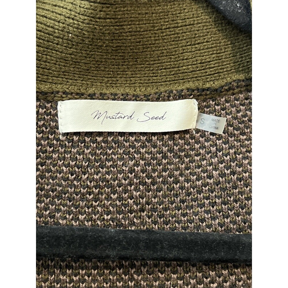 Mustard Seed Cardigan Sweater Woman Size Small Camo Open Front Pockets Dove Deer - Picture 2 of 9